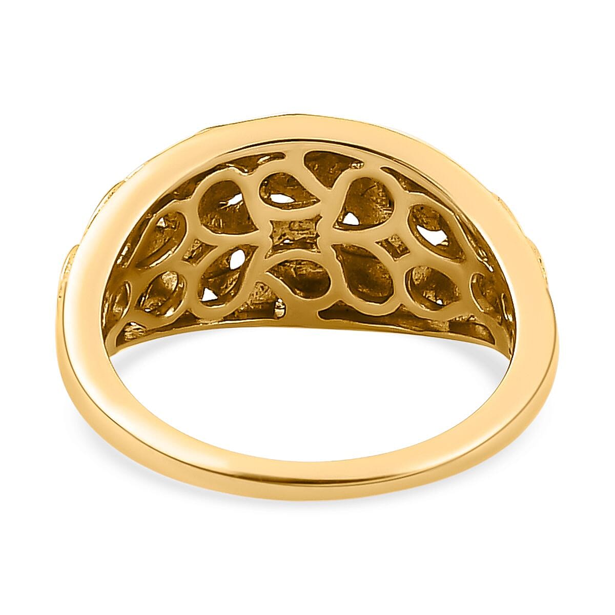 Diamond Dome Ring in Platinum and 18K Vermeil Yellow Gold Plated Sterling Silver 7347978 4