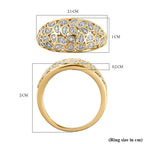 Diamond Dome Ring in Platinum and 18K Vermeil Yellow Gold Plated Sterling Silver