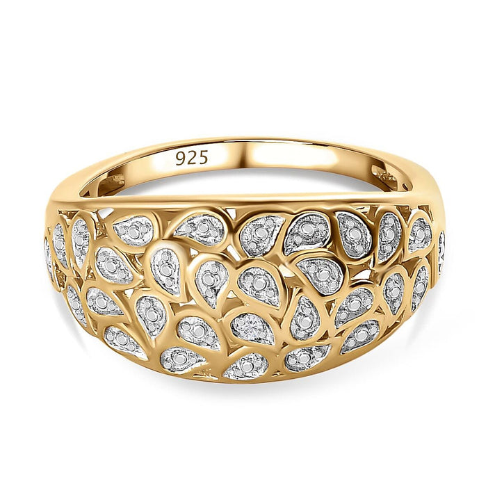 Diamond Dome Ring in Sterling Silver with Platinum and 18K Vermeil Yellow Gold 3657378 1