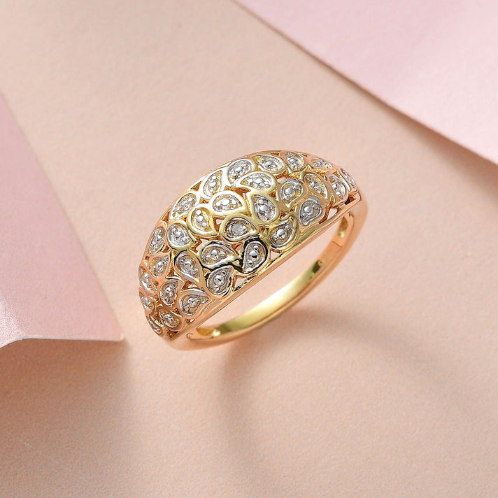 Diamond Dome Ring in Sterling Silver with Platinum and 18K Vermeil Yellow Gold 3657378 2