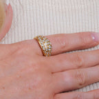 Diamond Dome Ring in 18K Vermeil Yellow Gold Plated and Plating Overlay.