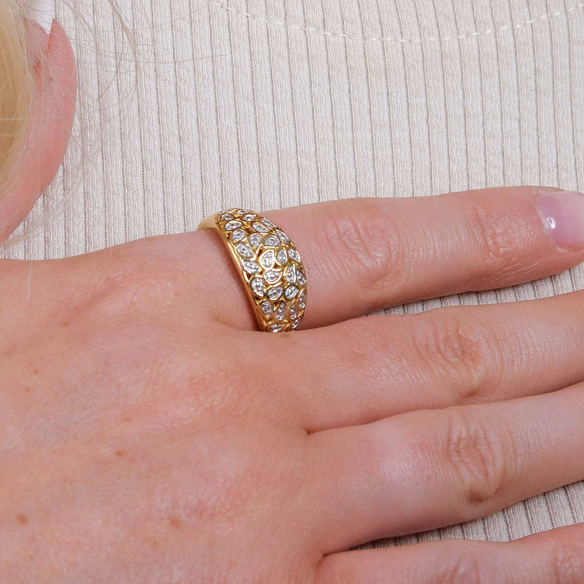 Diamond Dome Ring in Sterling Silver with Platinum and 18K Vermeil Yellow Gold 3657378 7