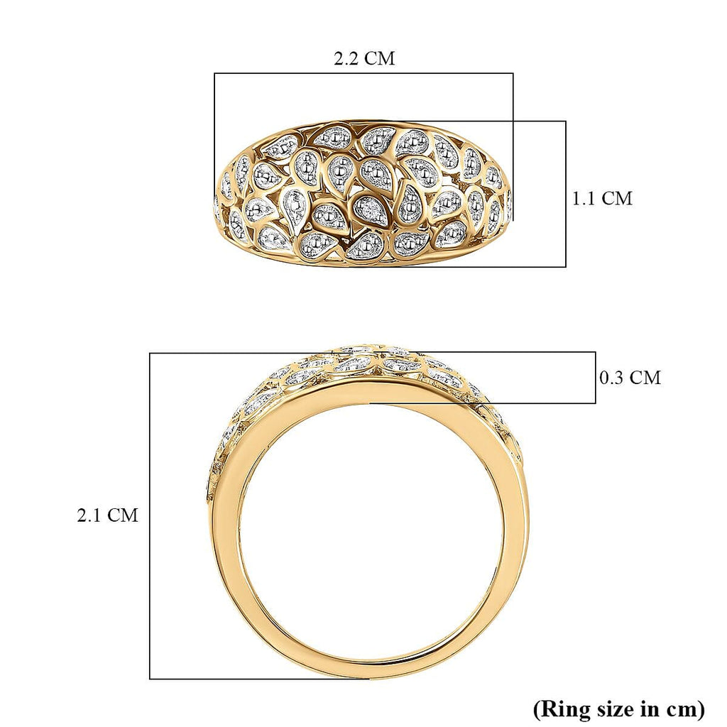 Diamond Dome Ring in 18K Vermeil Yellow Gold Plated and Plating Overlay.