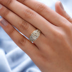Diamond Dome Ring in 18K Vermeil Yellow Gold Plated and Plating Overlay.