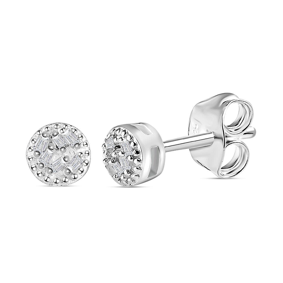 Diamond Cluster Earrings (With Push Back) in Sterling Silver 7267068 3