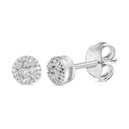 Diamond Cluster Earrings (with Push Back) in Sterling Silver