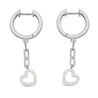 Diamond Heart Drop Earrings in Platinum Overlay Sterling Silver 0.24 Ct.