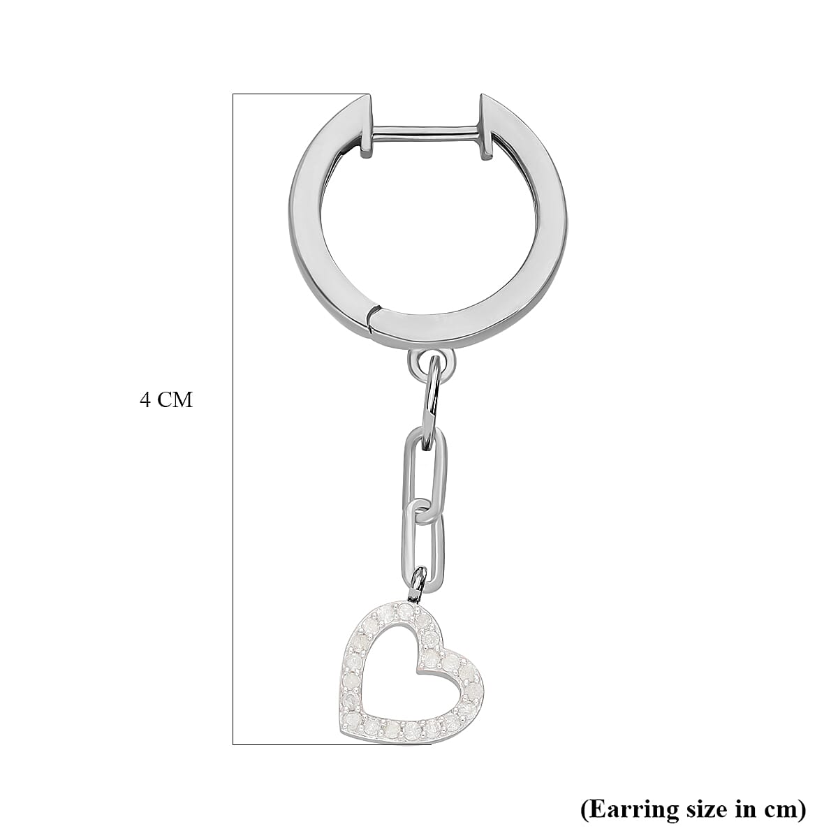Diamond Heart Drop Earrings in Platinum Overlay Sterling Silver 0.24 Ct. 7631566 1