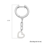 Diamond Heart Drop Earrings in Platinum Overlay Sterling Silver 0.24 Ct.