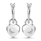 Natural White Diamond Earrings with Clasp in Platinum Overlay Sterling Silver, Silver Wt. 5.97 Gms.