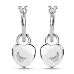 Natural White Diamond Earrings with Clasp in Platinum Overlay Sterling Silver, Silver Wt. 5.97 Gms.