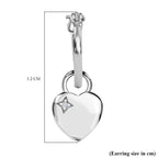 Natural White Diamond Earrings with Clasp in Platinum Overlay Sterling Silver, Silver Wt. 5.97 Gms.