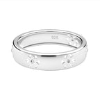 Diamond Floral Band Ring in Sterling Silver
