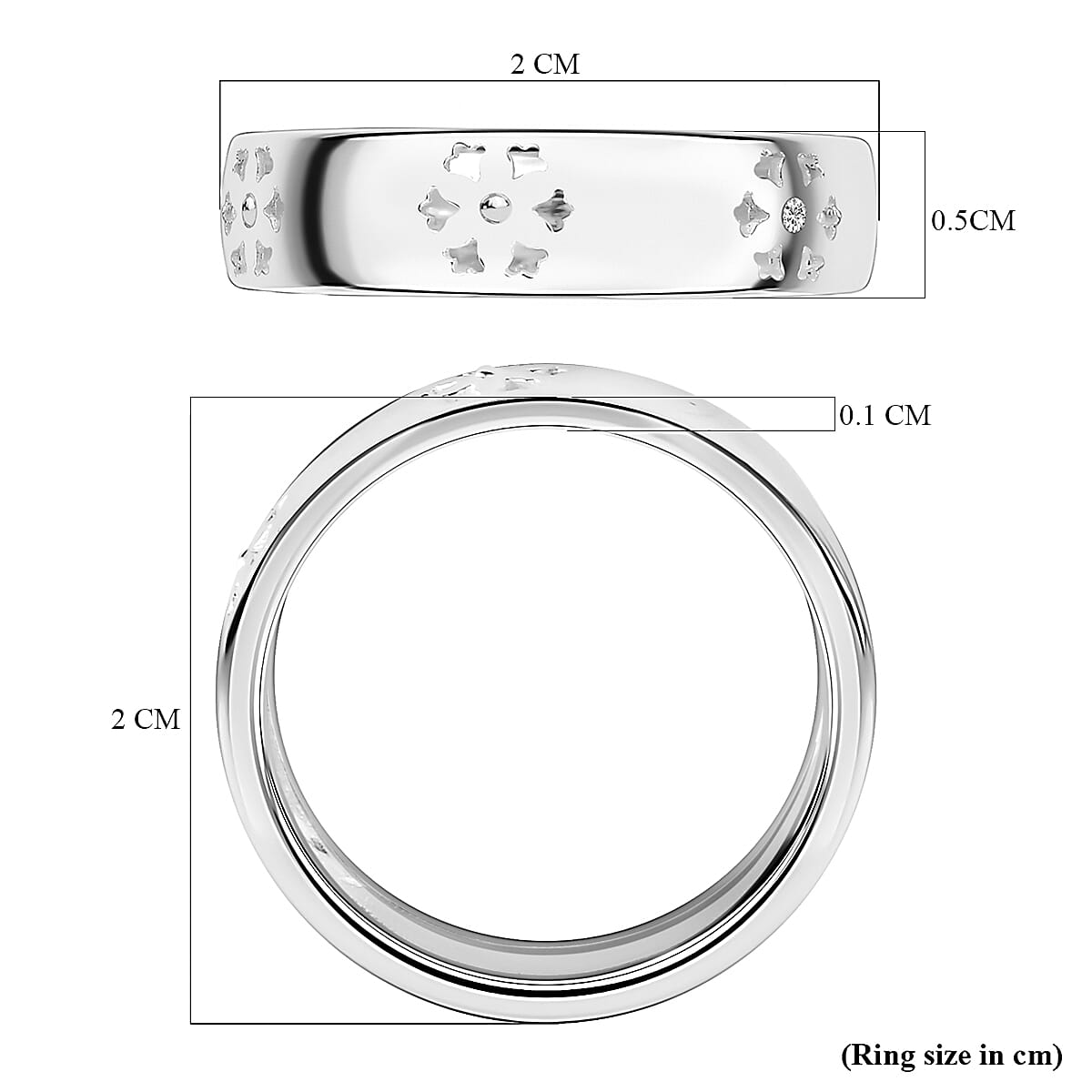Diamond Floral Wedding Band Ring in Sterling Silver V32638139 5