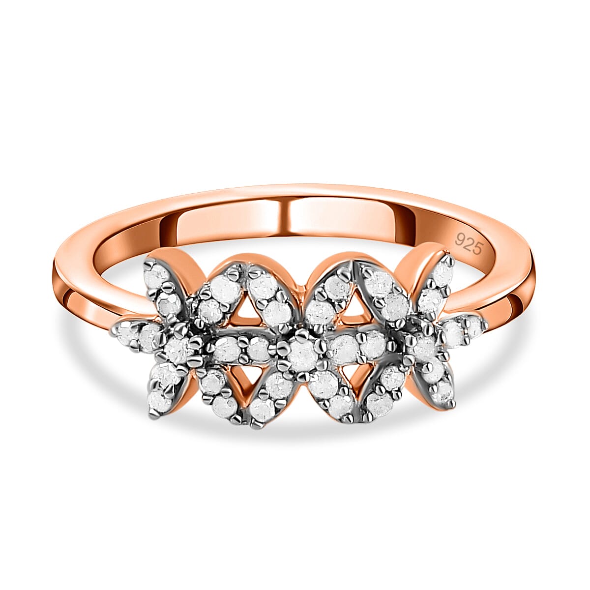 Diamond Floral Ring in 18K Vermeil Rose Gold Plated Sterling Silver 8899516 0