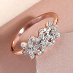 Diamond Floral Ring in 18K Vermeil Rose Gold Plated Sterling Silver
