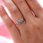 Diamond Floral Ring in 18K Vermeil Rose Gold Plated Sterling Silver