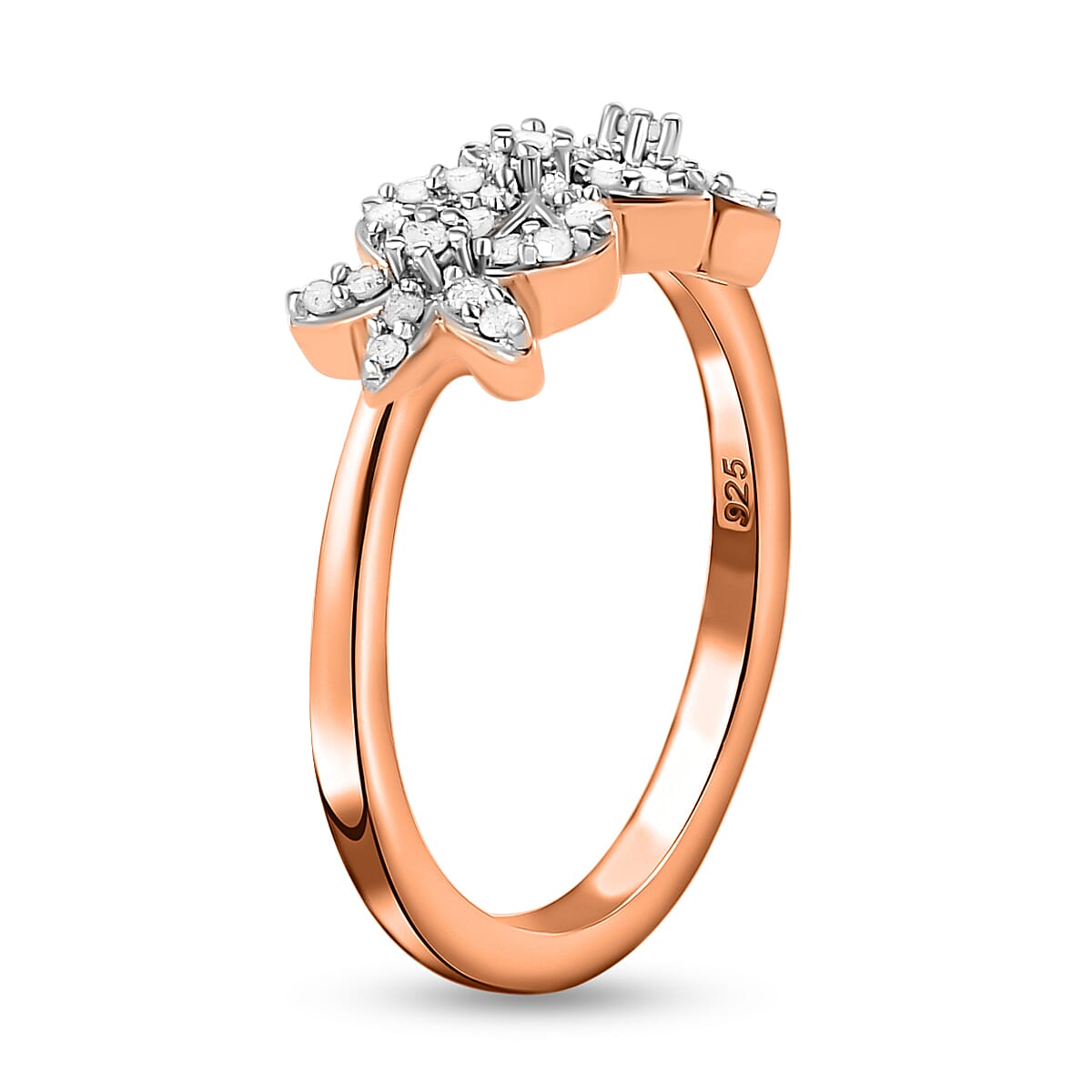 Diamond Floral Ring in 18K Vermeil Rose Gold Plated Sterling Silver 8899516 4