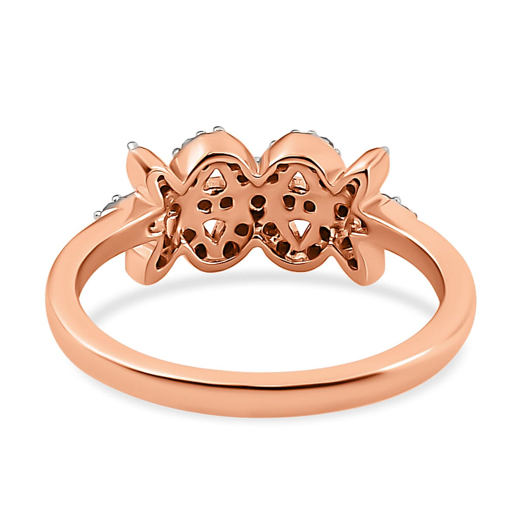 Diamond Floral Ring in 18K Vermeil Rose Gold Plated Sterling Silver