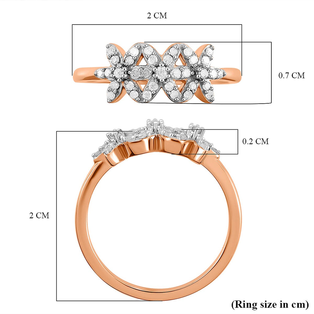 Diamond Floral Ring in 18K Vermeil Rose Gold Plated Sterling Silver