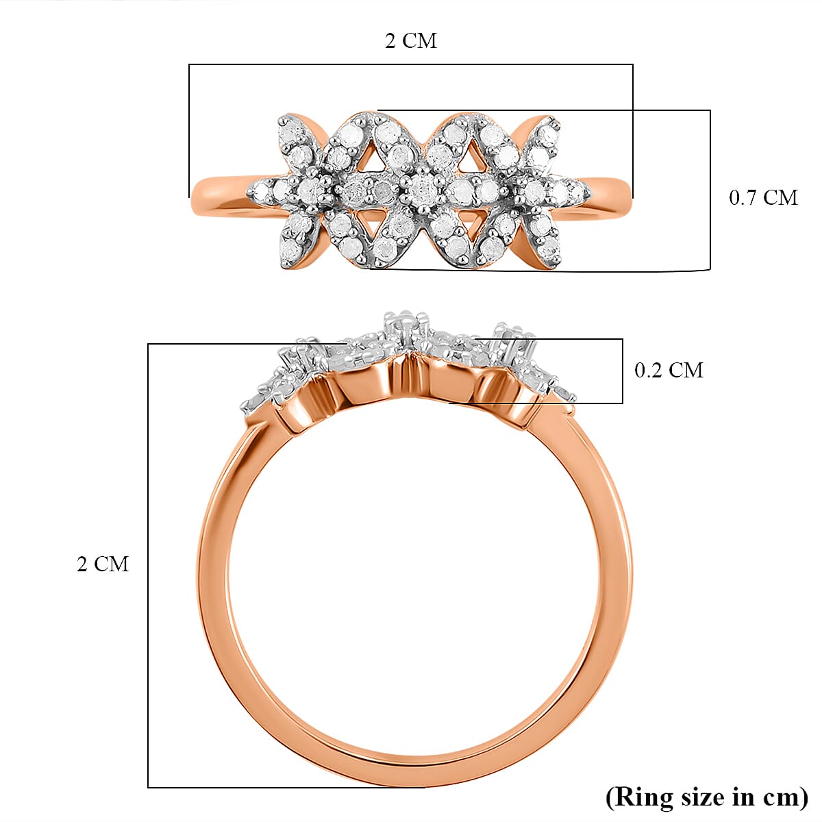Diamond Floral Ring in 18K Vermeil Rose Gold Plated Sterling Silver 8899516 6
