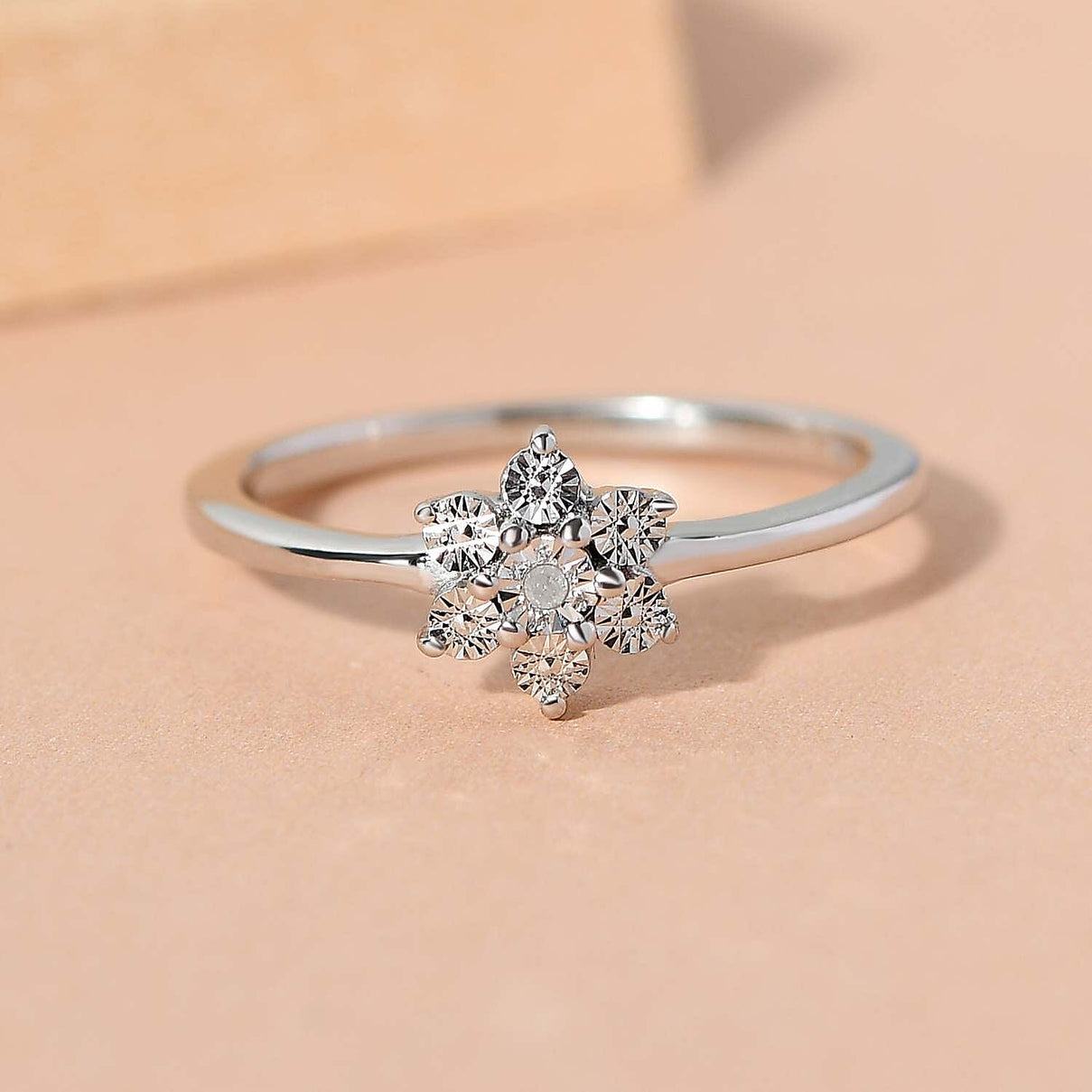 Diamond Floral Ring in Platinum Overlay Sterling Silver 7441481 2