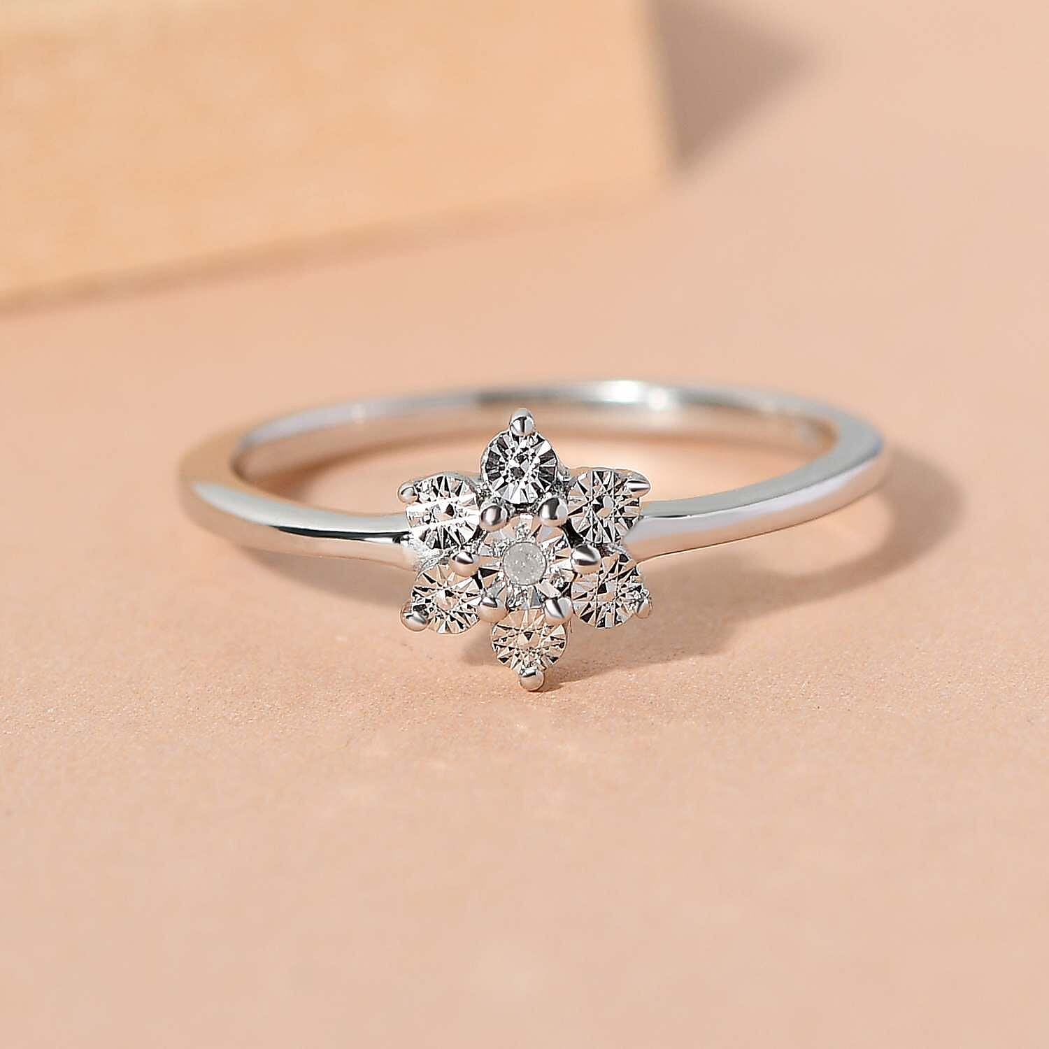 Diamond Floral Ring in Platinum Overlay Sterling Silver 7441481 2
