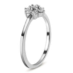 Diamond Floral Ring in Platinum Overlay Sterling Silver 0.006 Ct