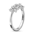 Diamond Floral Ring in  Platinum Overlay Sterling Silver