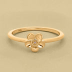 White Diamond Floral Ring in 18K Vermeil Yellow Gold Plated Sterling Silver