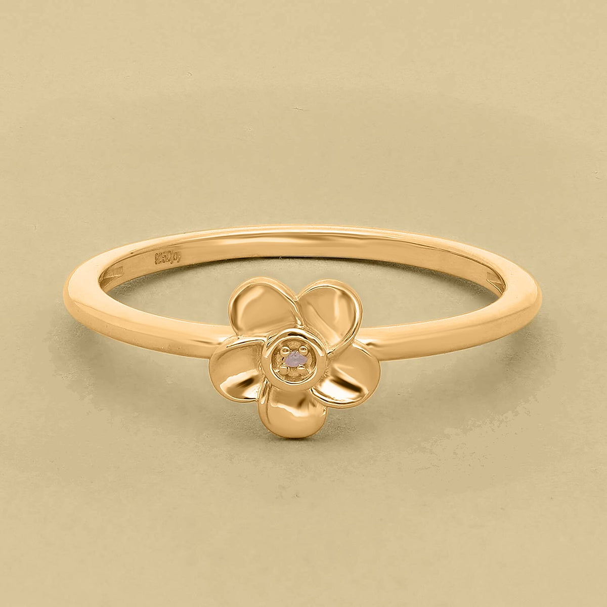 White Diamond Floral Ring in 18K Vermeil Yellow Gold Plated Sterling Silver 7152461 2
