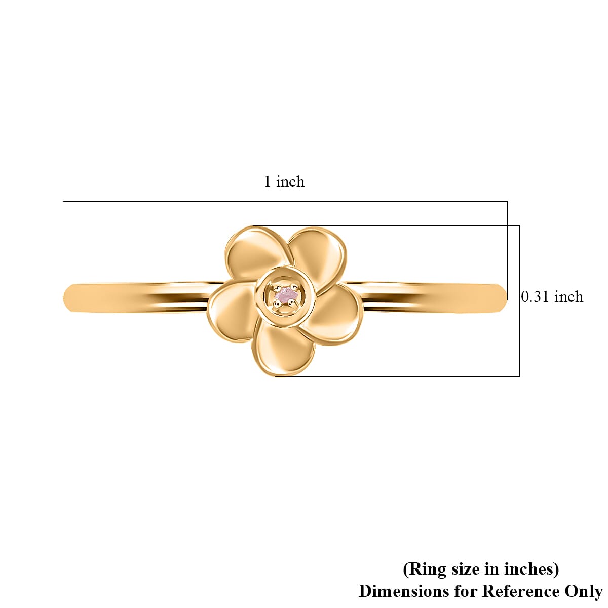 White Diamond Floral Ring in 18K Vermeil Yellow Gold Plated Sterling Silver 7152461 6