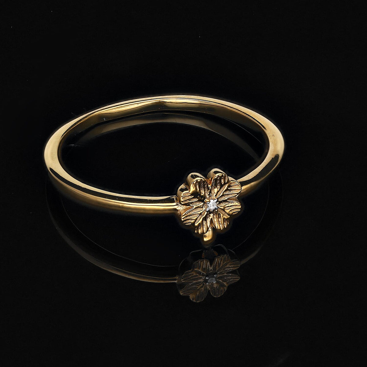 Diamond Floral Ring in Vermeil Yellow Gold Plated Sterling Silver 7385614 2