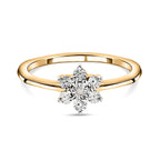Diamond Floral Ring in 18K Yellow Gold Vermeil Plated Sterling Silver 0.006 Ct