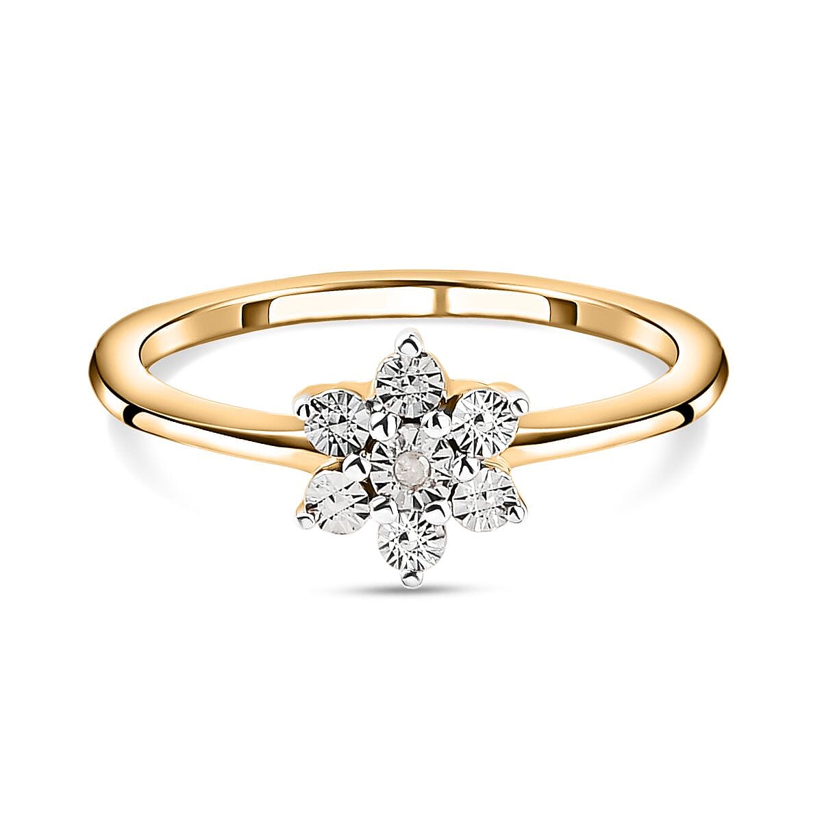 Diamond Floral Ring in Yellow Gold Plated Sterling Silver 7441499 0