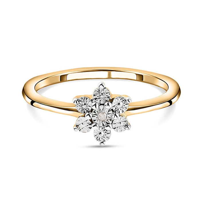 Diamond Floral Ring in Yellow Gold Plated Sterling Silver 7441499 1