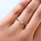 Diamond Floral Ring in 18K Yellow Gold Vermeil Plated Sterling Silver 0.006 Ct