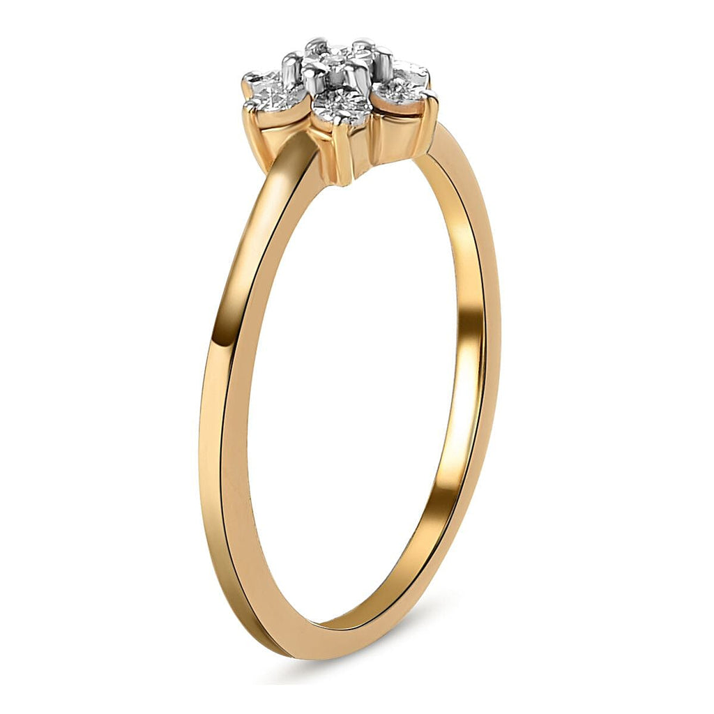 Diamond Floral Ring in 18K Yellow Gold Vermeil Plated Sterling Silver 0.006 Ct