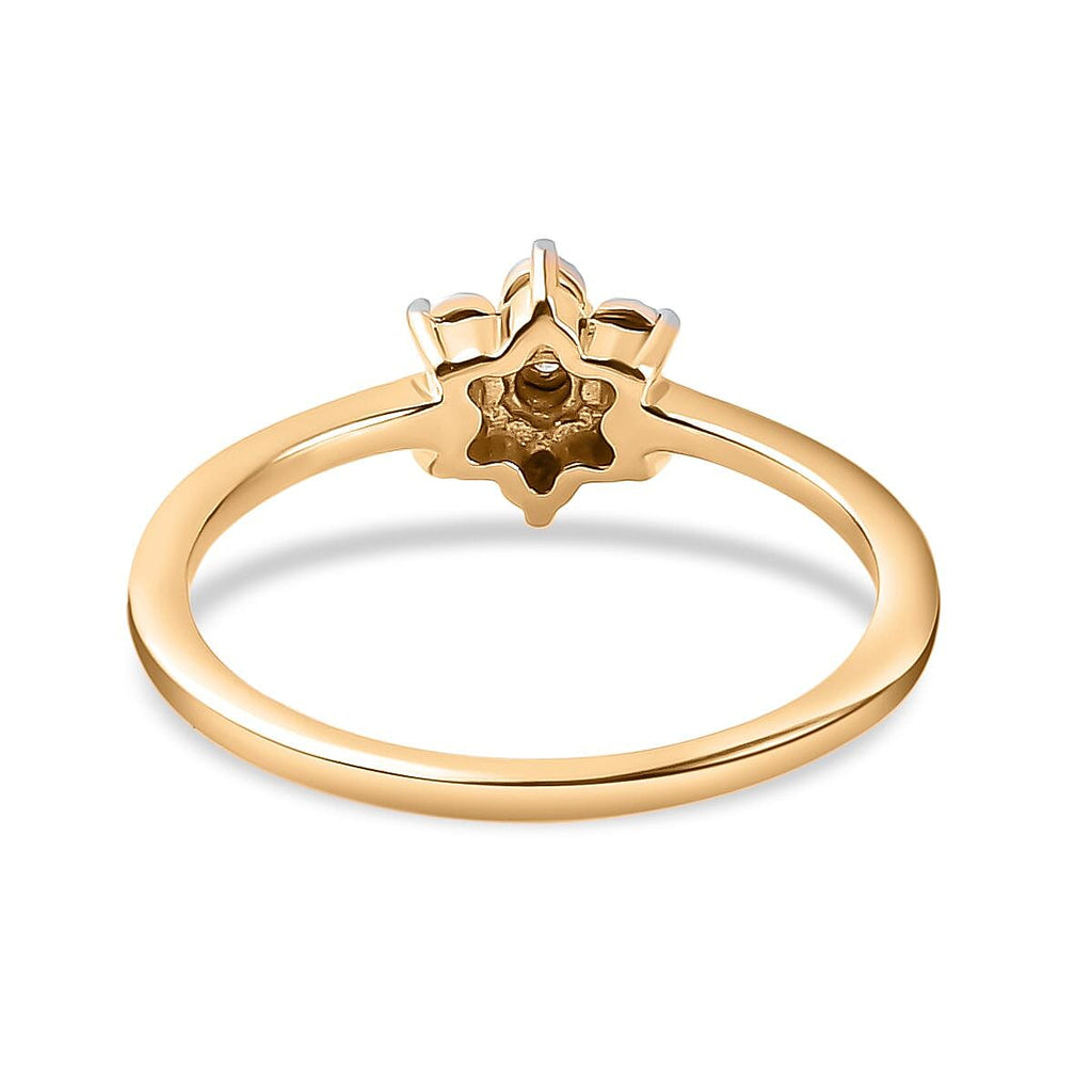 Diamond Floral Ring in 18K Yellow Gold Vermeil Plated Sterling Silver 0.006 Ct