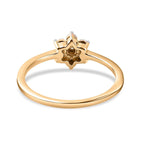 Diamond Floral Ring in 18K Yellow Gold Vermeil Plated Sterling Silver 0.006 Ct