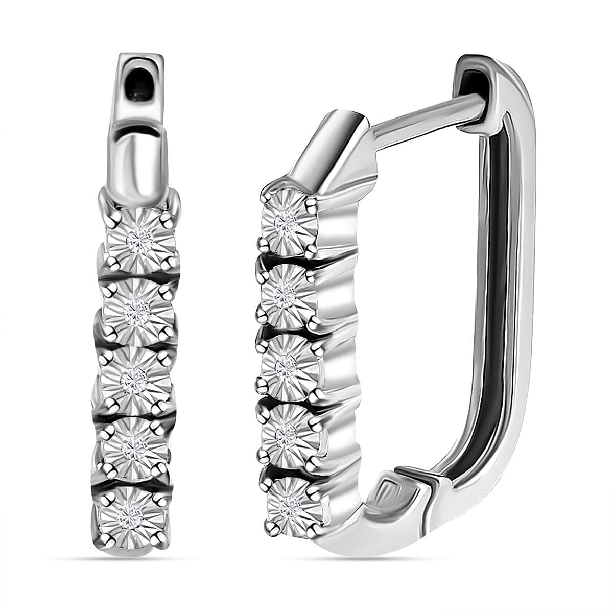 Natural White Diamond Hoop Earrings in Platinum Overlay Sterling Silver 7172840 0