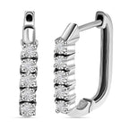 Natural White Diamond Hoop Earrings in Platinum Overlay Sterling Silver