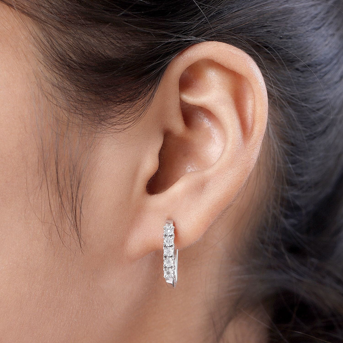 Natural White Diamond Hoop Earrings in Platinum Overlay Sterling Silver 7172840 3