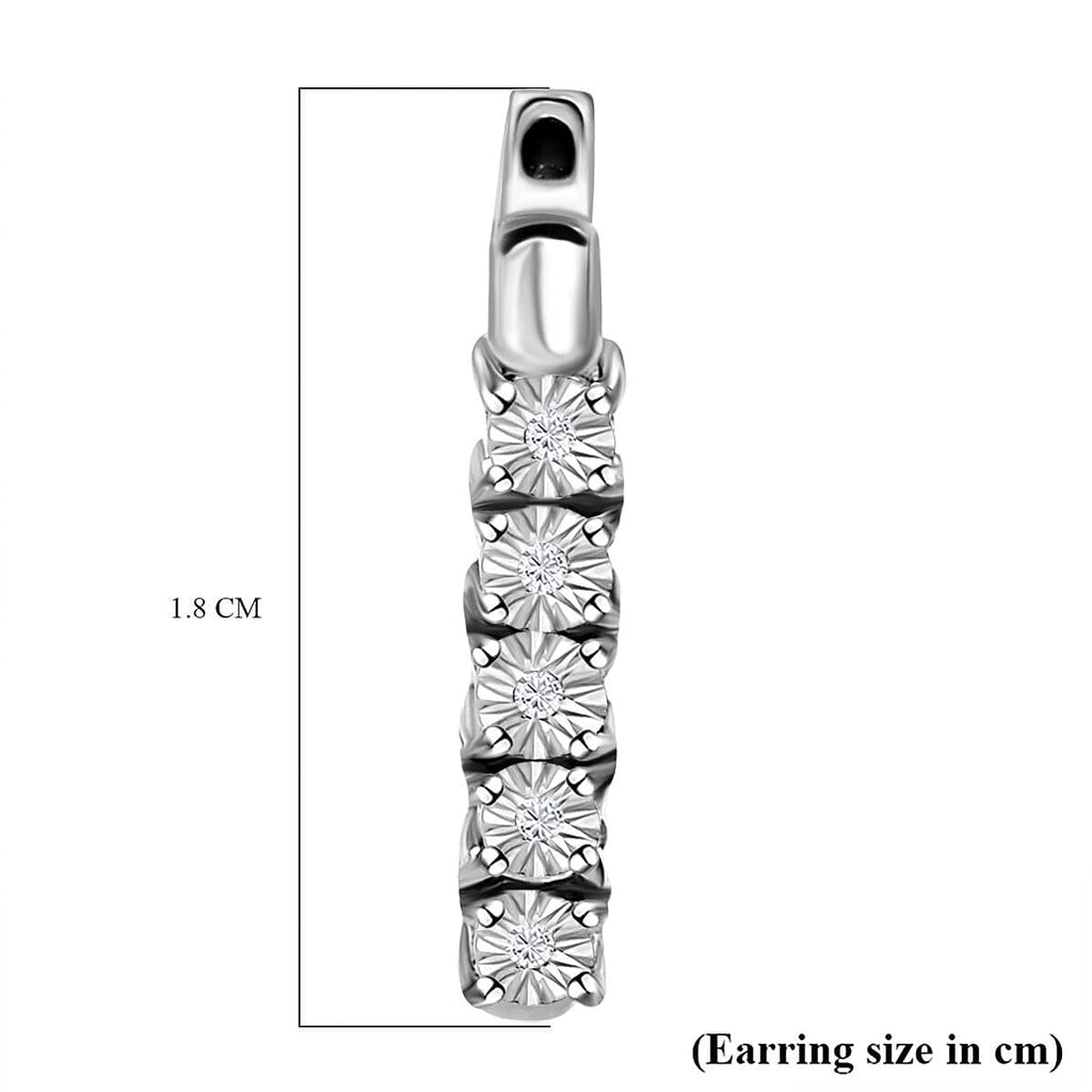 Natural White Diamond Hoop Earrings in Platinum Overlay Sterling Silver