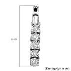 Natural White Diamond Hoop Earrings in Platinum Overlay Sterling Silver