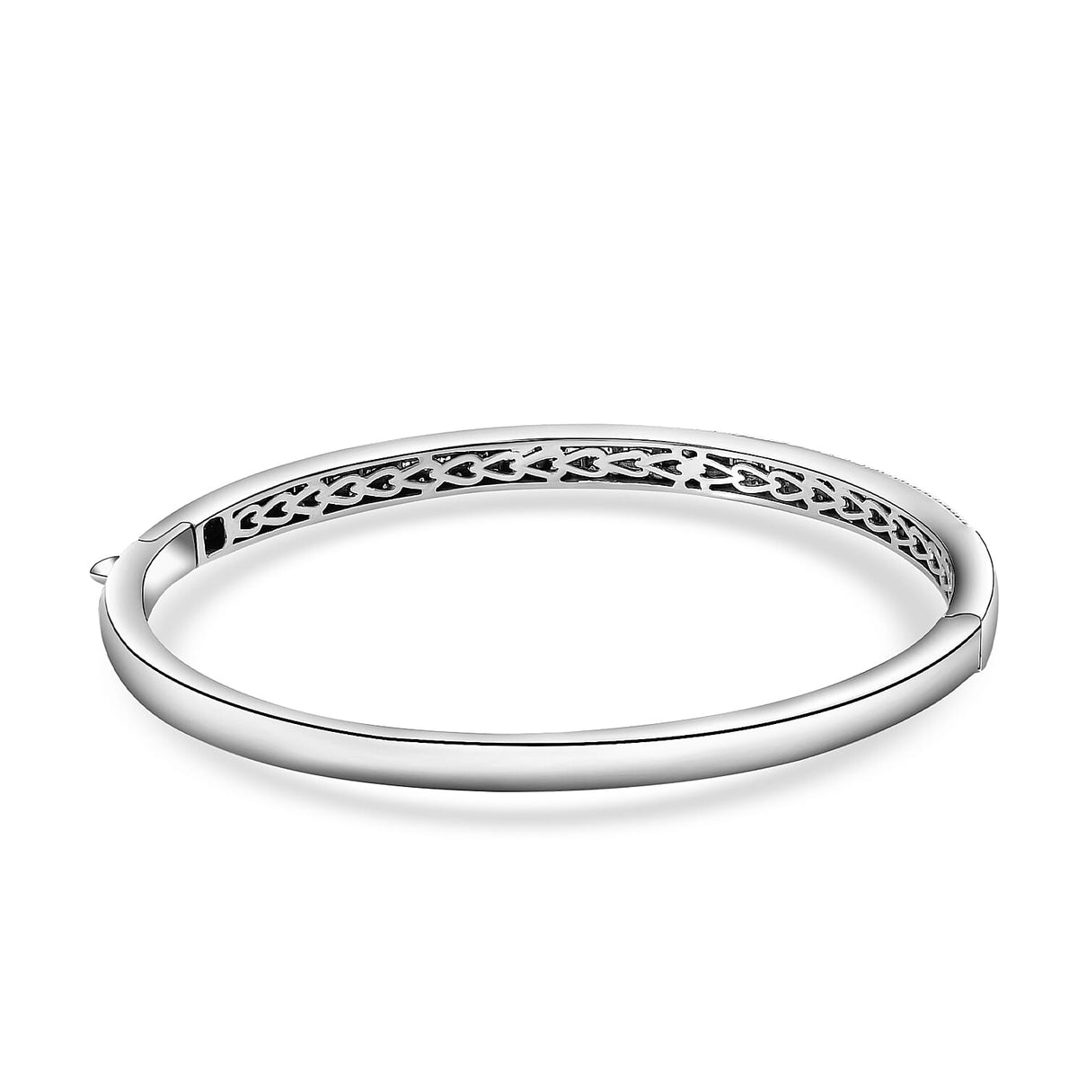 Diamond Half Eternity Bangle Bracelet Size 7.5 inches in Platinum Plated Sterling Silver 1.00 Ct, Silver Wt. 16.06 Gms 8934781 5