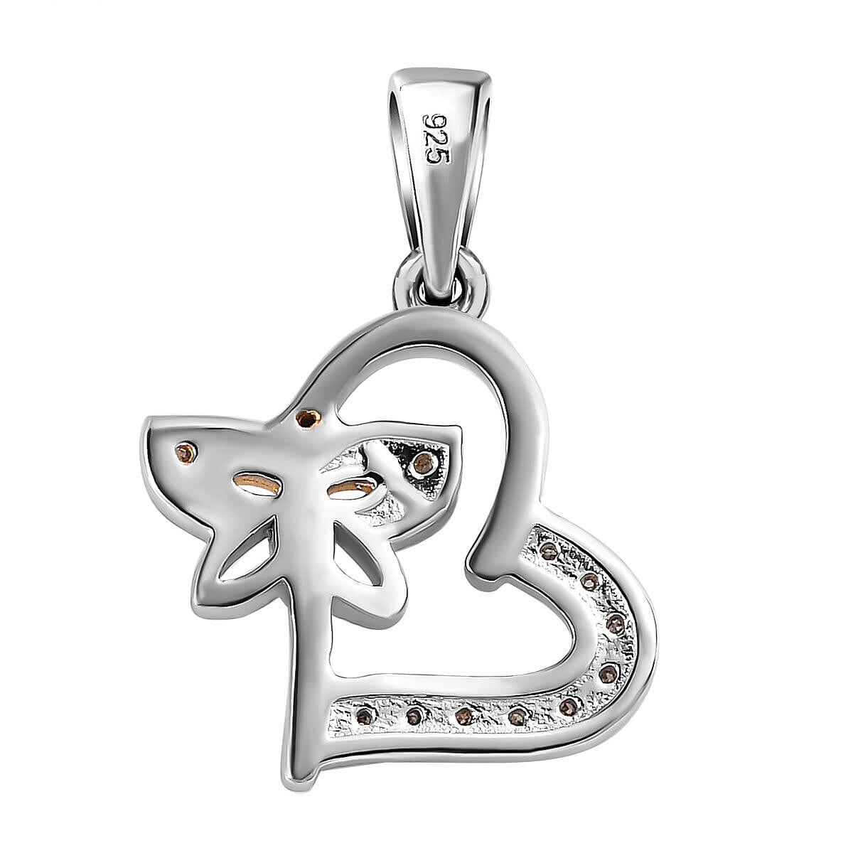 Diamond Heart Pendant in Platinum Overlay and 18K Yellow Gold Vermeil Plated Sterling Silver 0.10 Ct. 7390401 5
