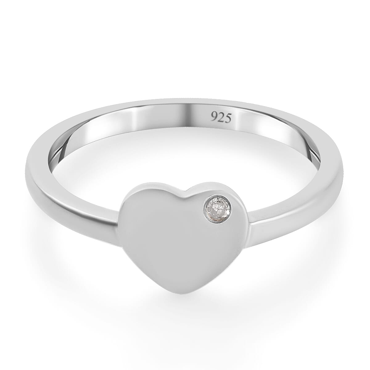 Diamond Heart Shape Ring in Platinum Plated Sterling Silver 3722517 0