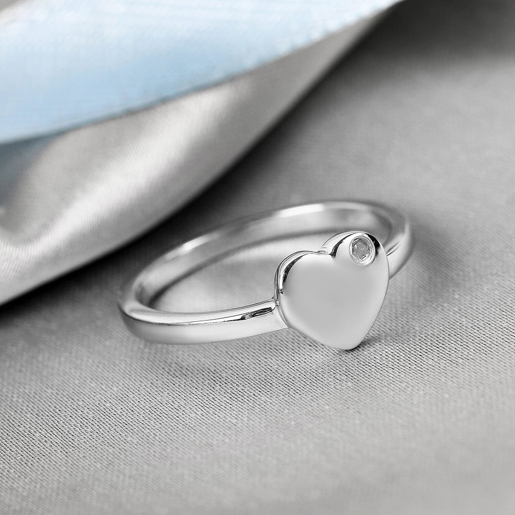 Diamond Ring in Platinum Overlay Sterling Silver