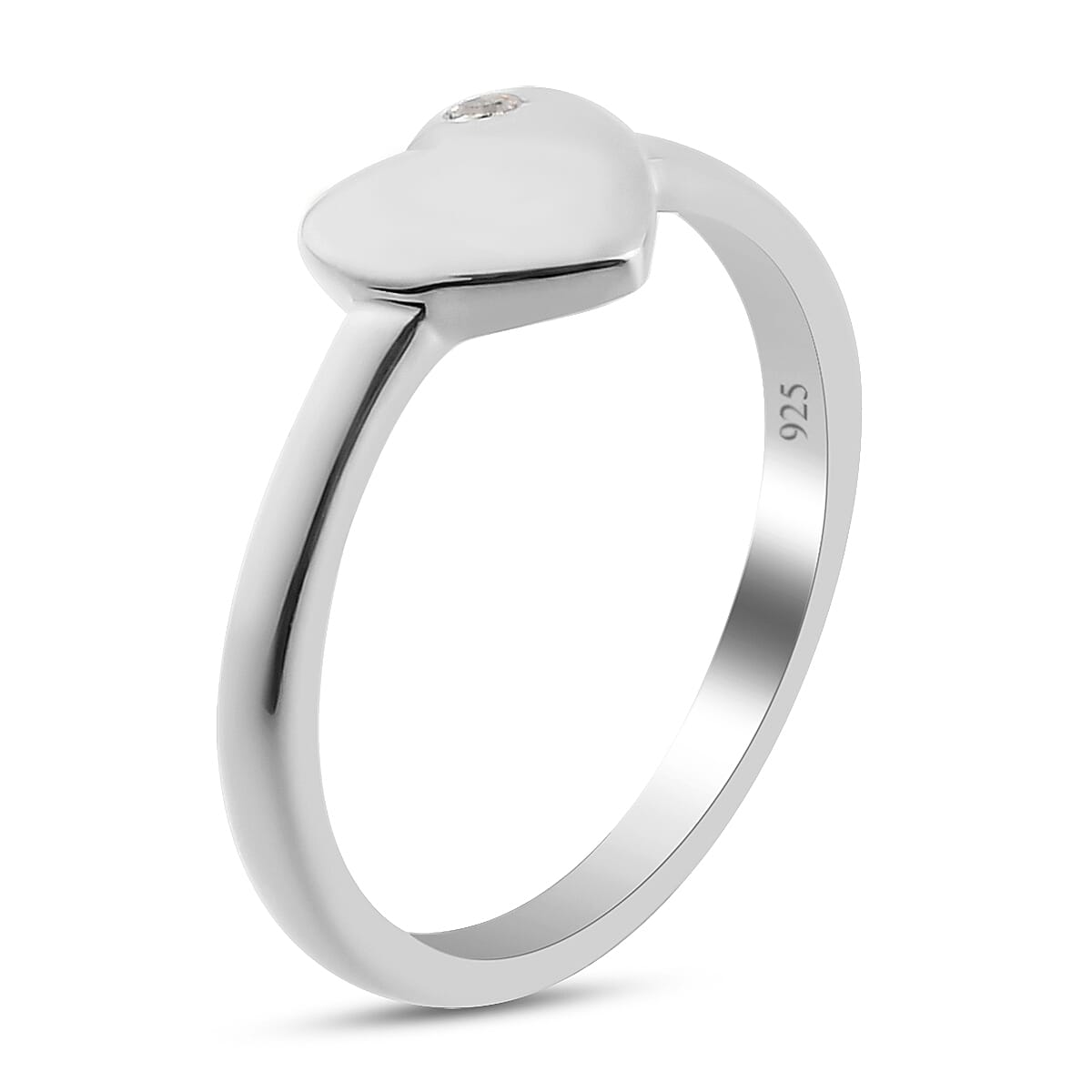 Diamond Heart Shape Ring in Platinum Plated Sterling Silver 3722517 4